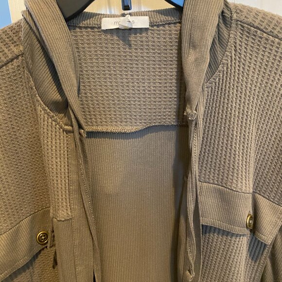 Maurice's Women's Waffle Knit Hooded Open Jacket Olive Size Large - Picture 5 of 5